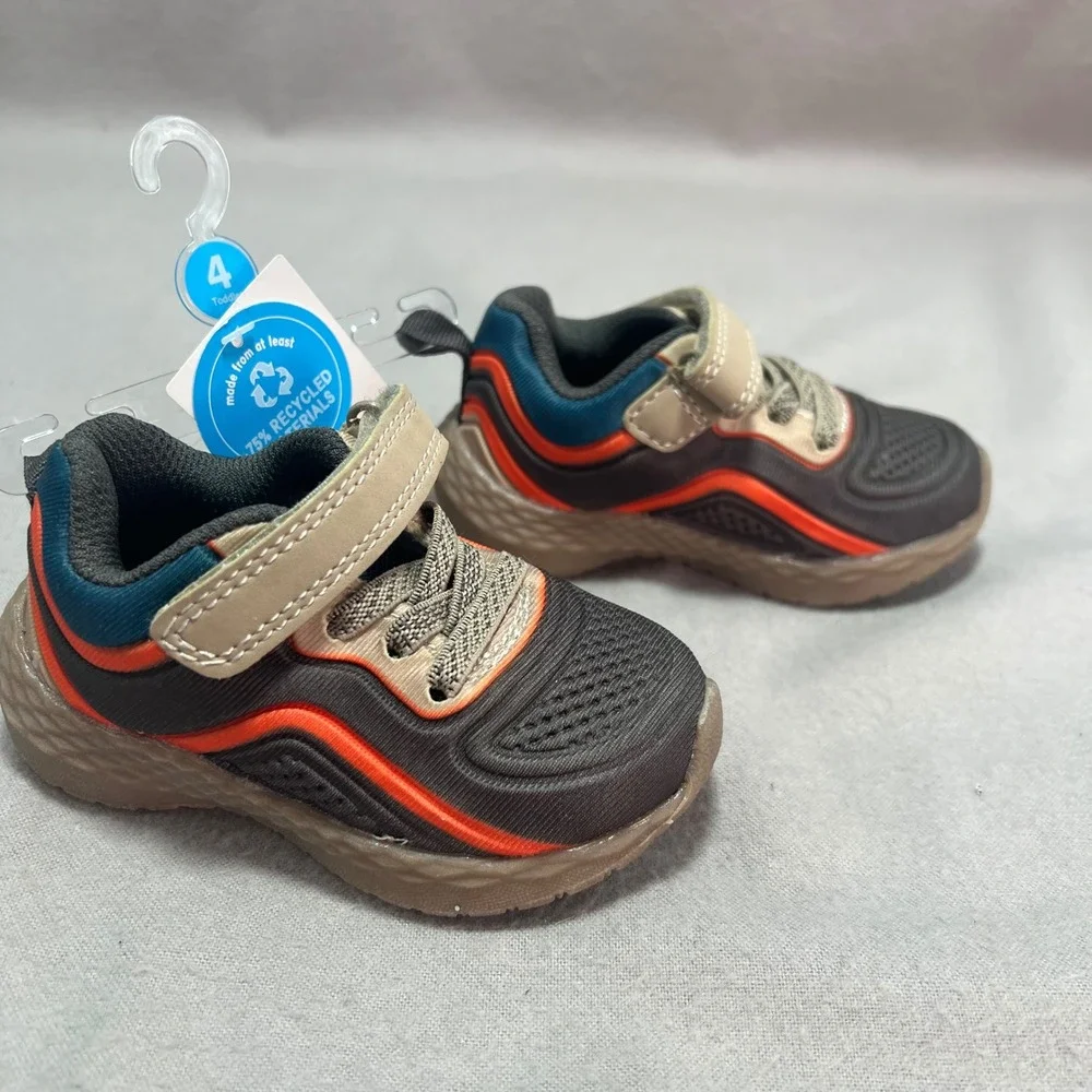Carter's Mercury Toddler Sneakers Gray Orange Recycled Materials Athletic Size 4